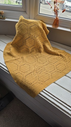 Crochet baby blanket mustard - blanket,