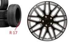 ZAFIRA SET OF 4 17" WHEEL TRIMS COVERS BLACK + SILVER GTX CARBON HUB CAPS 17INCH
