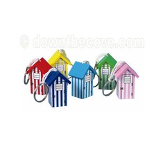 Beach Hut Keyring / Key Fob -