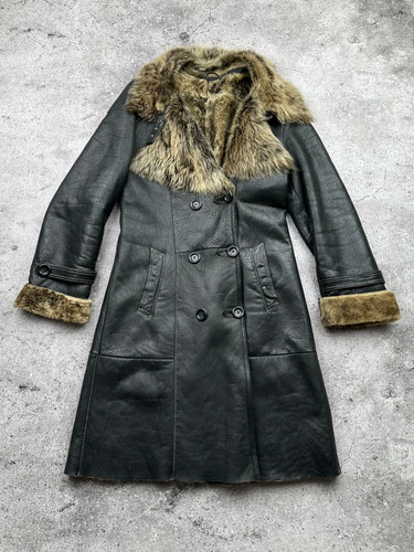 Y2k real shearling coat black - y2k,