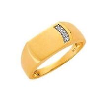 Strip Signet Cubic Zirconia Mens Ring Gold Plated  925 Silver Sizes RSTUV