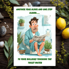 Funny Birthday Card For Him Dad Grandad Husband Friend | Rude Balls Toilet Joke