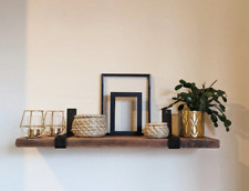 Reclaimed Wood Shelf with Black Cast Steel Brackets