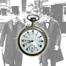 ANTIQUE GERMAN SILVER MECHANICAL POCKET WATCH, SERVICED AND IN GREAT CONDITION.