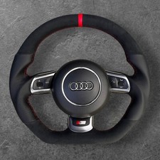 EXCHANGE AUDI TT MK2 A3 S3 A6 RS6 C6 R8 CUSTOM BLACK LEATHER STEERING WHEEL