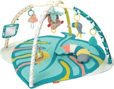 Fold-Up Baby Activity Gym, Play Mat with Musical Monkey, Hanging Toys & Mirror