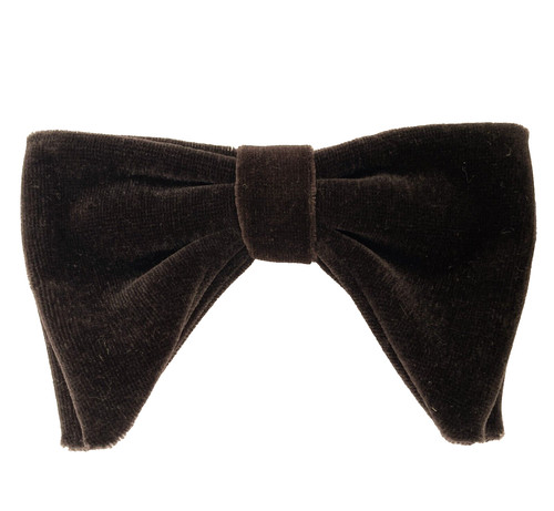 Big velvet bow tie - dark, brown