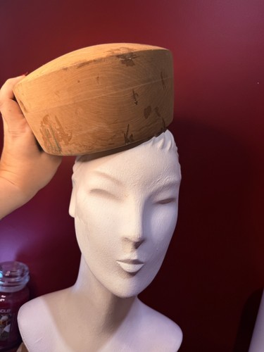 Vintage hat block wooden - hat,
