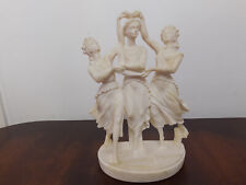 Vintage Art Sculpture Greek Alabaster The Three Graces Muses Figure Statue