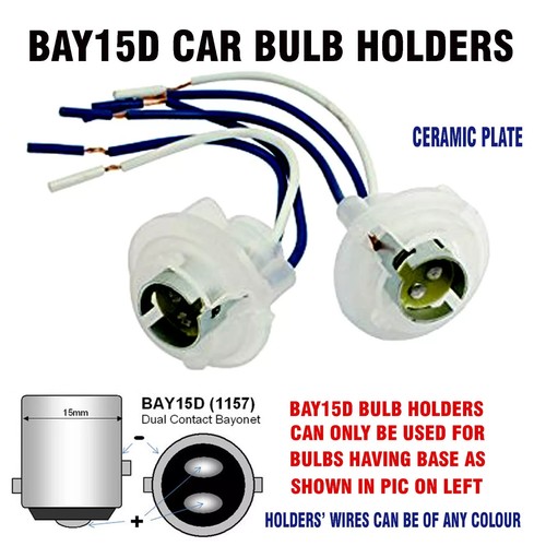 Bay15d car bulb - 2x, holders