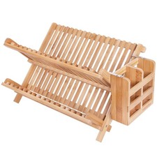 Wooden Dish Drainer Rack Dish Drying Rack Plate Cup Cutlery Drainer