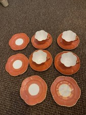 Shelley 4 Piece Bone China Tea Set With Side Plates In Salmon Pink