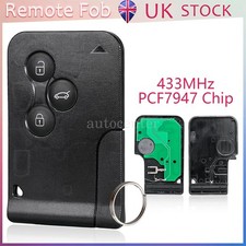 For Renault Megane 2 Scenic Clio 433MHz 3 Button Remote Key Card + PCF7947 Chip