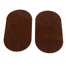 2x Suede Leather Iron-on Oval