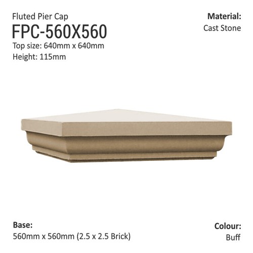 Cast stone fluted pier cap - fluted,