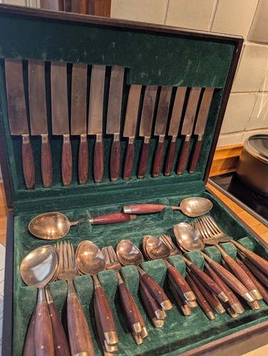 Vintage bronze cutlery canteen - cutlery,