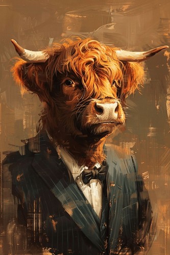 Highland cow wearing suit - highland, a