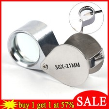 Folding 30X 60X Jewelers Eye Loupe Magnifier Pocket Magnifying Glass UV Light
