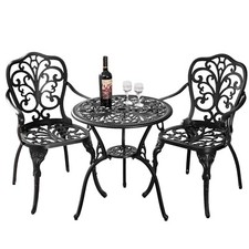 Bistro Set 3 Piece Cast Aluminum Outdoor Bistro Table and Chairs Set of 2