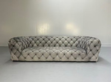 Baxter of Italy " Chester Moon" 3-Seat Sofa - In "Siberia" Grey Blue Leather