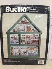 BUCILLA Counted Cross Stitch Kit DOLL HOUSE HUTCH 40771 9"x12" w House Frame new