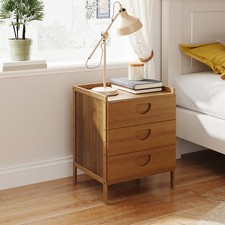 Bamboo Bedside End Table Sofa Side Table w/ 3 Drawers Nightstand Storage Cabinet