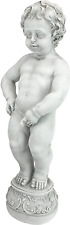 Peeing Boy Statue Water Fountain Piped Pond Spitter 27in Polyresin Antique Stone