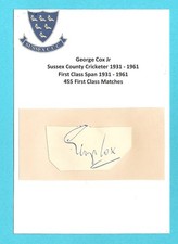 GEORGE COX JNR SUSSEX CCC 1931-1961 EX ARSENAL RARE ORIGINAL AUTOGRAPHED CARD