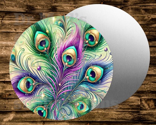Peacock feathers round - ,