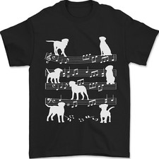 Dog Music Musical Notes Piano Guitar Mens T-Shirt 100% Cotton