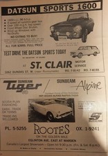 SUNBEAM TIGER ADVERT. ORIGINAL