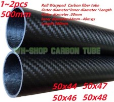 3K Carbon Fiber Tubes OD 50mm ID 44mm  46mm 47mm 48mm  Roll Wrapped X 500MM