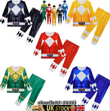 Kids Mighty Morphin Power Rangers Costume Tops+Pants Outfit Cosplay Pyjamas Gift