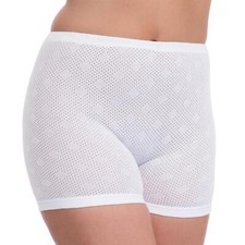 Cotton Airtex Pantee Eyelet Full Short Brief Knickers Bloomers Underwear 3 Pairs