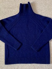 Finisterre Jumper Mens M Blue Roll Neck Merino Wool RNLI Knit