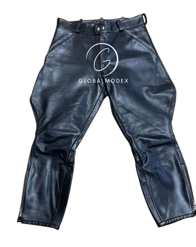 Men genuine black leather - black,