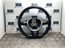 VW POLO 3 SPOKE FLAT BOTTOM LEATHER STEERING WHEEL FITS 2013 TO 2021 6C0419091E