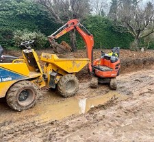 Mini Digger 1.7 Ton / Dumper with driver for hire in Radlett & surrounding areas