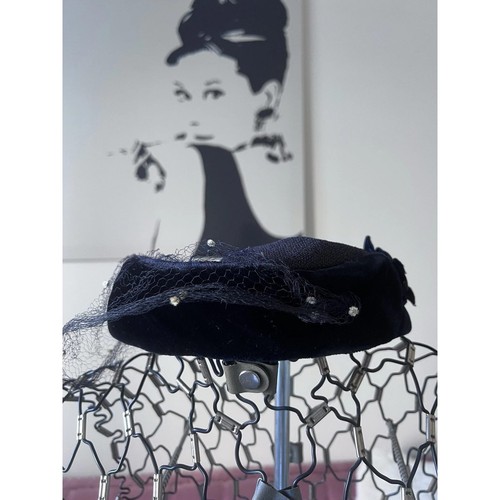 Vintage navy blue velvet - blue,