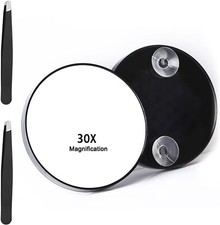 30X Magnifying Mirror, Travel Magnifying Mirror with Suction Cup & Tweezers,