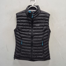 RAB Microlight Down Black Puffer Vest Gilet Bodywarmer Pertex Nikwax UK 10 .