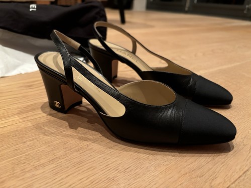 Black chanel slingback shoes - slingback,