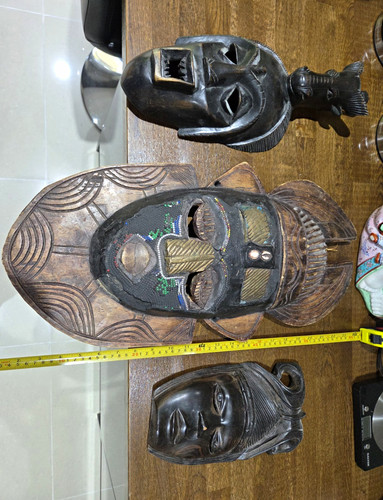 Hand carved wooden tribal face - carved,