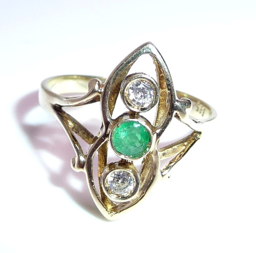 Ring 585 gold emerald - , diamonds
