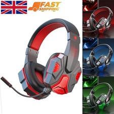 Wireless Gaming Headset Headphones With Microphone LED AUX For PC Laptop PS4 PS5
