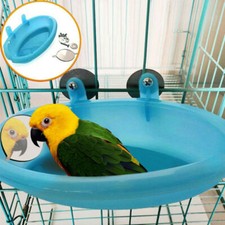 New Birds Water Bath Tub For Pet Bird Cage Hanging Bowl Parrot Parakeet Birdbath