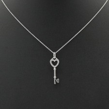 Tiffany & Co 18K White Gold 23P Diamond Heart Key Necklace 76462953