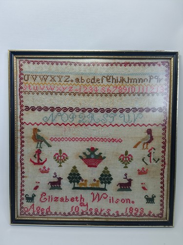 Antique victorian sampler 1893 - victorian,