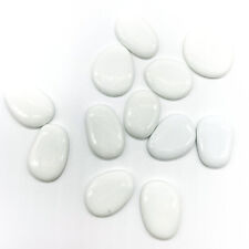 15 LARGE Flat White GLASS PEBBLES Story Stones Beads PAINTING Mosaic