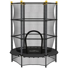HOMCOM 4.6FT Kids Trampoline with Safety Enclosure for Ages 3-10 Years Black